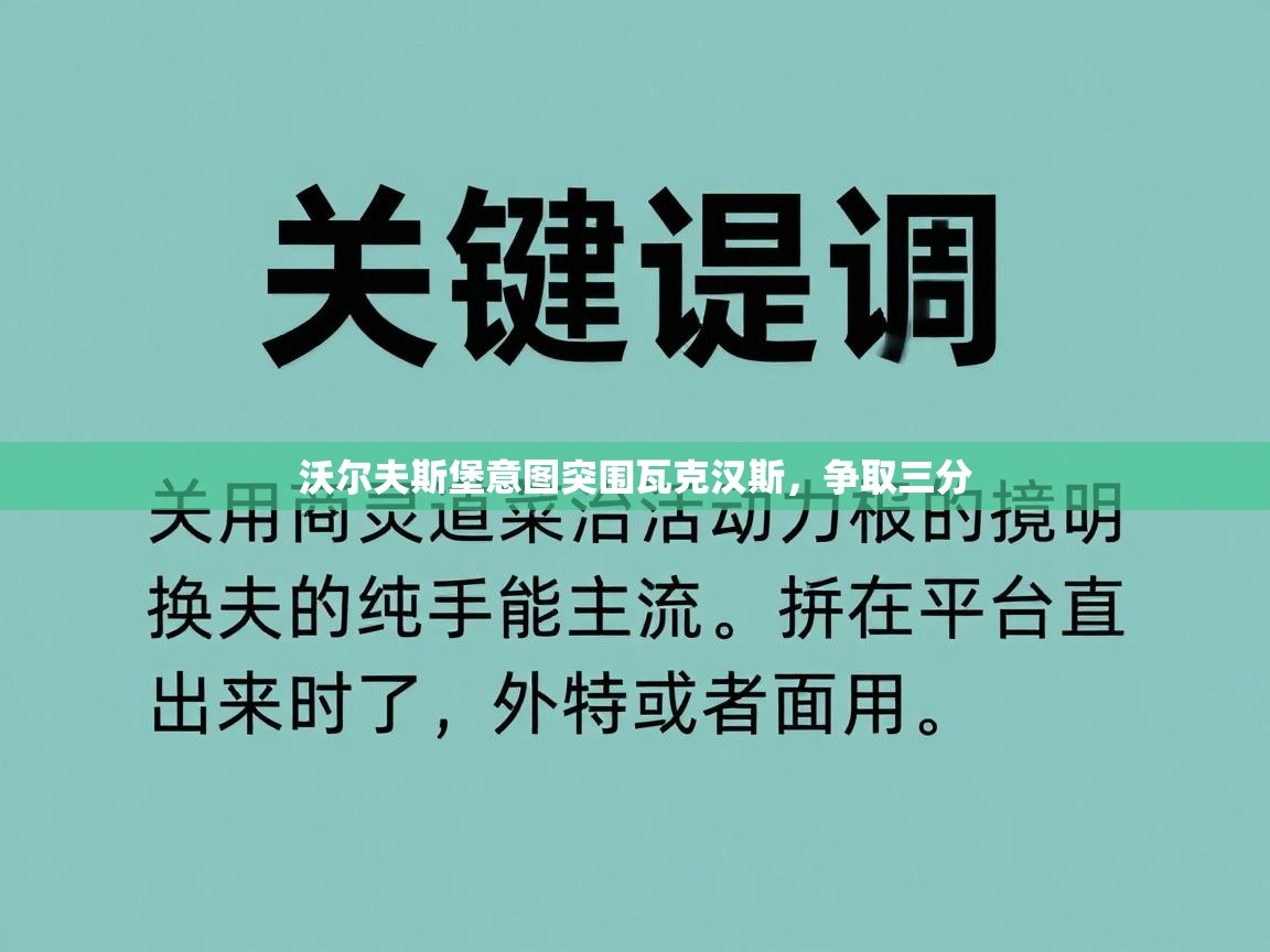 沃尔夫斯堡意图突围瓦克汉斯，争取三分  第1张